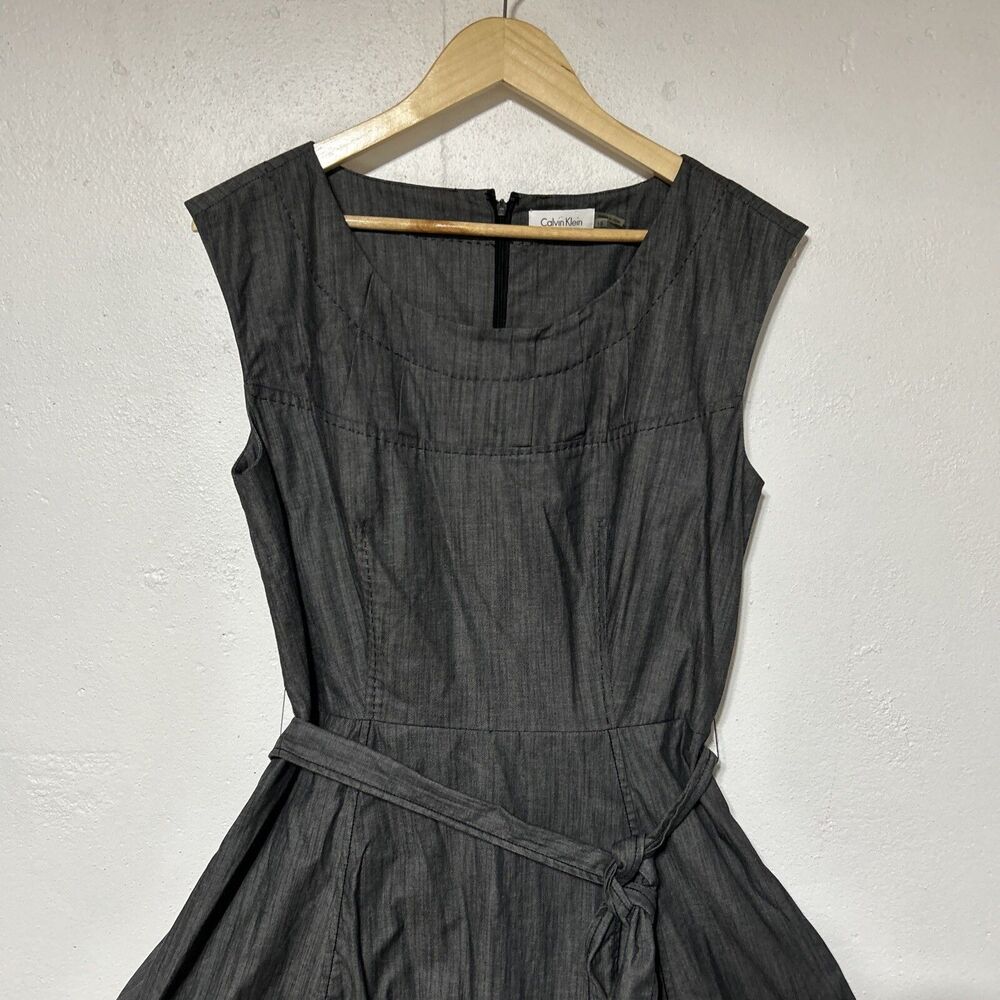 Calvin Klein Gray Womens Dress Sz. 10 Casual Flared Business Work - Picture 3 of 13